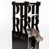 Purr Tree in black with litter box